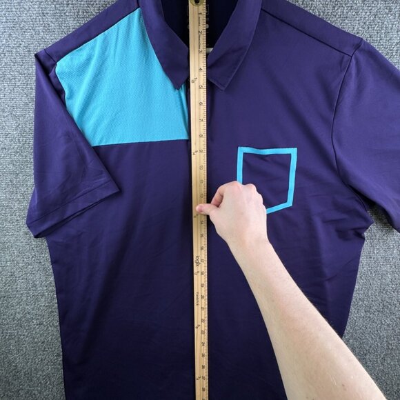 Adidas Coolmax Purple XL Short Sleeve Polo Shirt Puremotion W/ Pocket Blue - Picture 2 of 10
